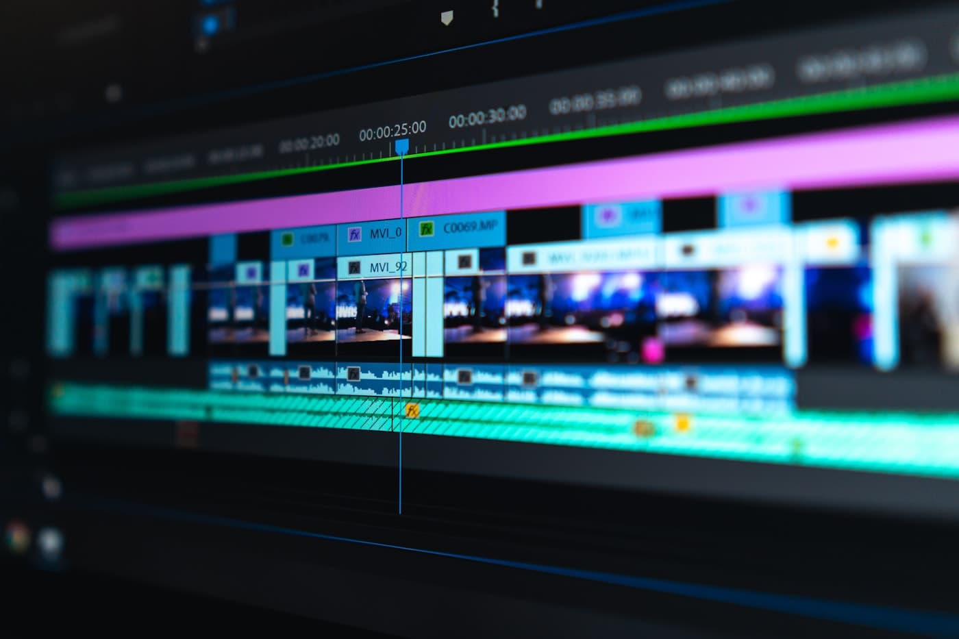 Video editing workstation, editorial context image